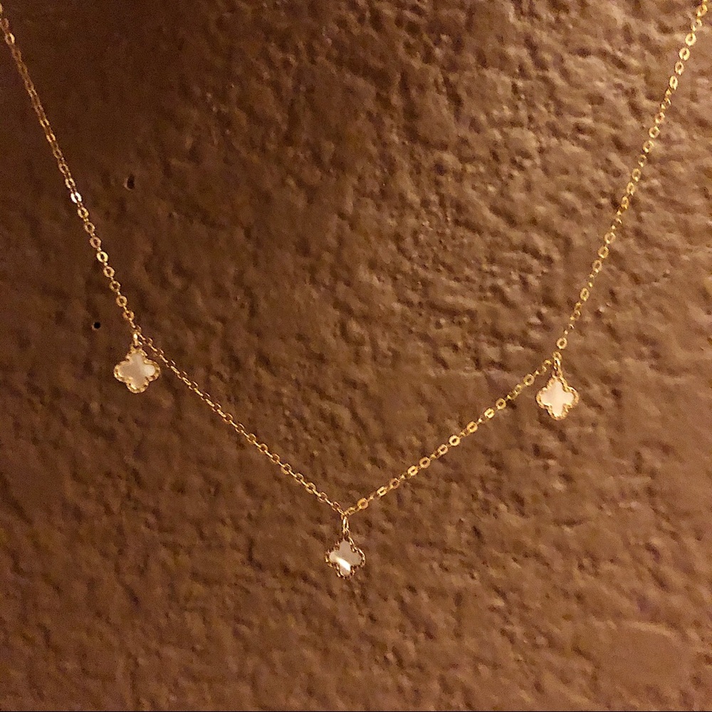 14k Yellow Gold Four Leaf Clover Necklace